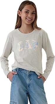 Amazon.com: GAP Girls Long Sleeve Logo Tee T-Shirt B03 Light